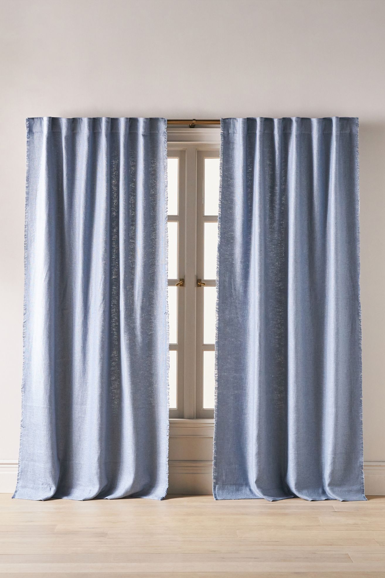 Luxe Linen Blend Woven Curtain - French Blue, Standard, 84" X 50"