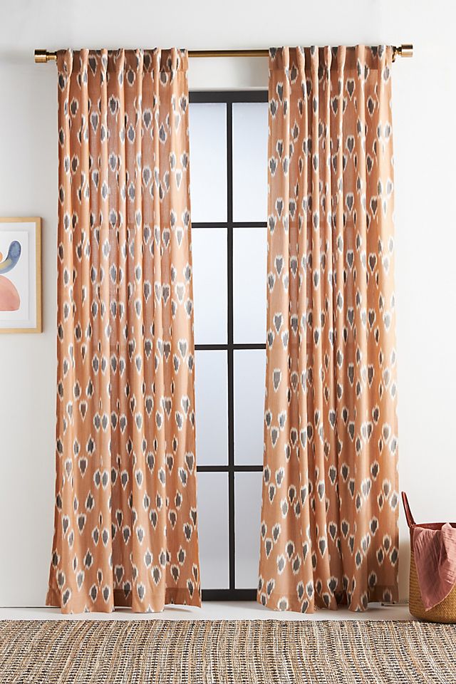 Ikat Dotted Curtain Anthropologie, Blue Ikat Curtains Uk