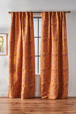 Anthropologie Perla Curtain By  In Yellow Size 50" X 96"