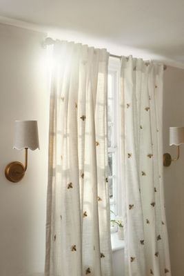 Embroidered Abeille Bee Cotton Blend Curtain