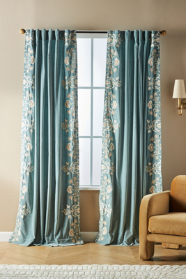 Harlowe Floral Embroidered Velvet Curtain