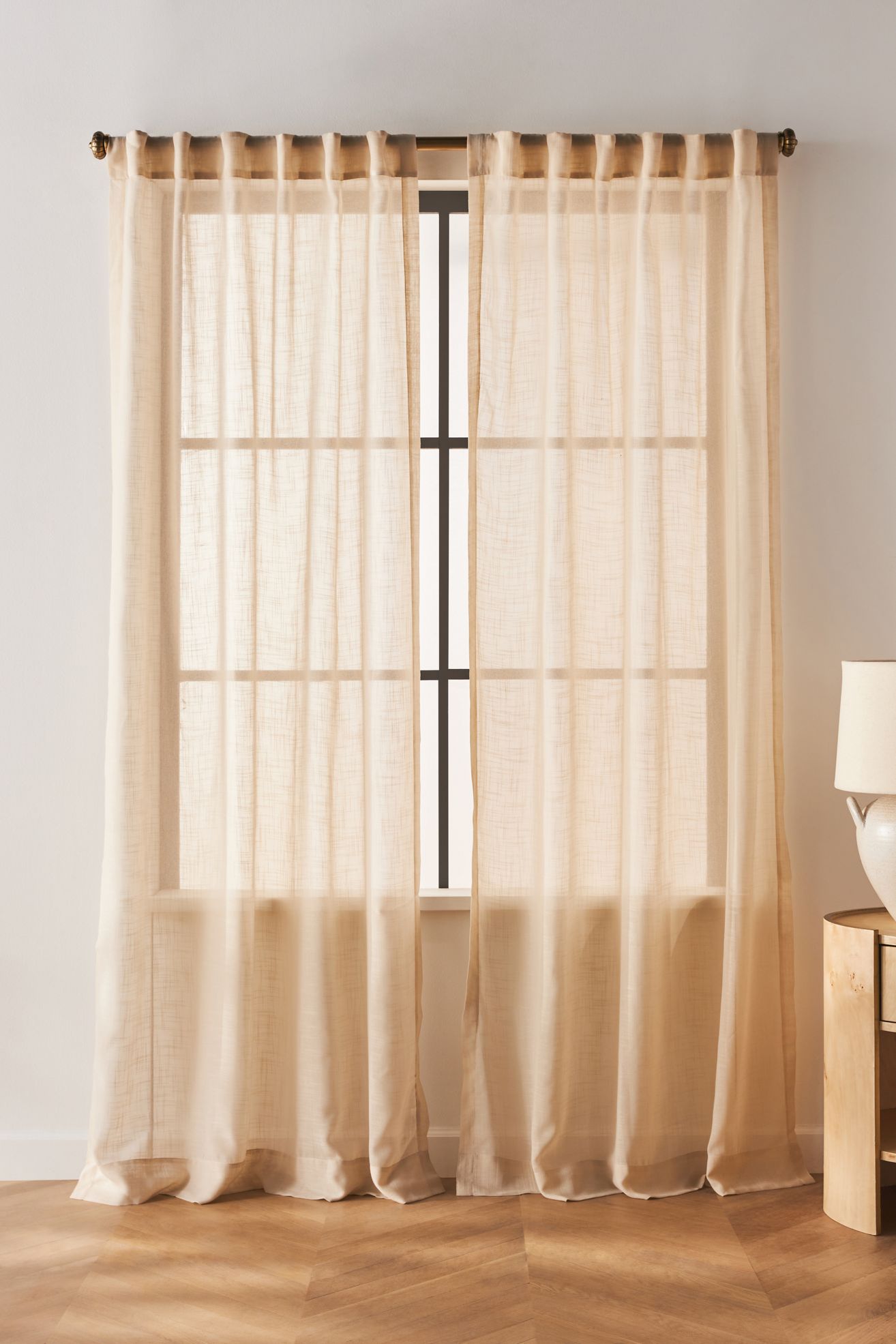 Lena Sheer Woven Curtain - Neutral, Standard, 84" X 50"
