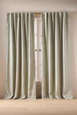 Anthropologie Luxe Linen Blend Blackout Curtain