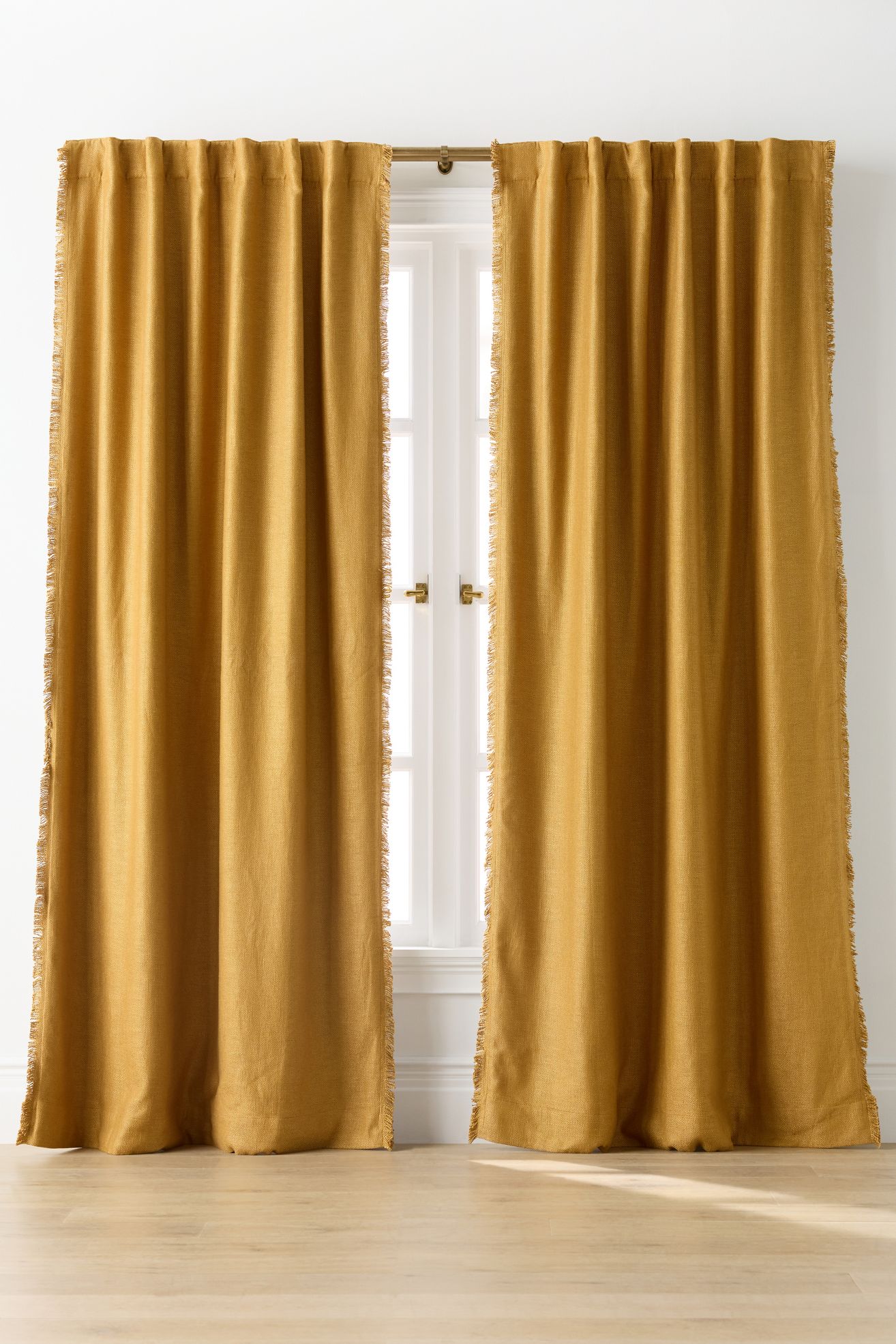 Luxe Linen Blend Woven Blackout Curtain - Dark Yellow, 84" X 50"