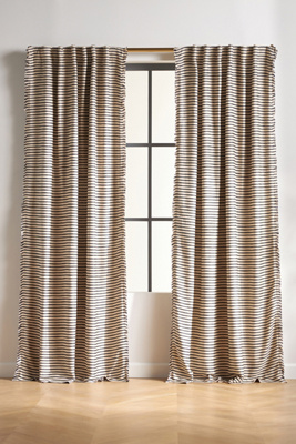 Anthropologie Luxe Linen Blend Blackout Curtain