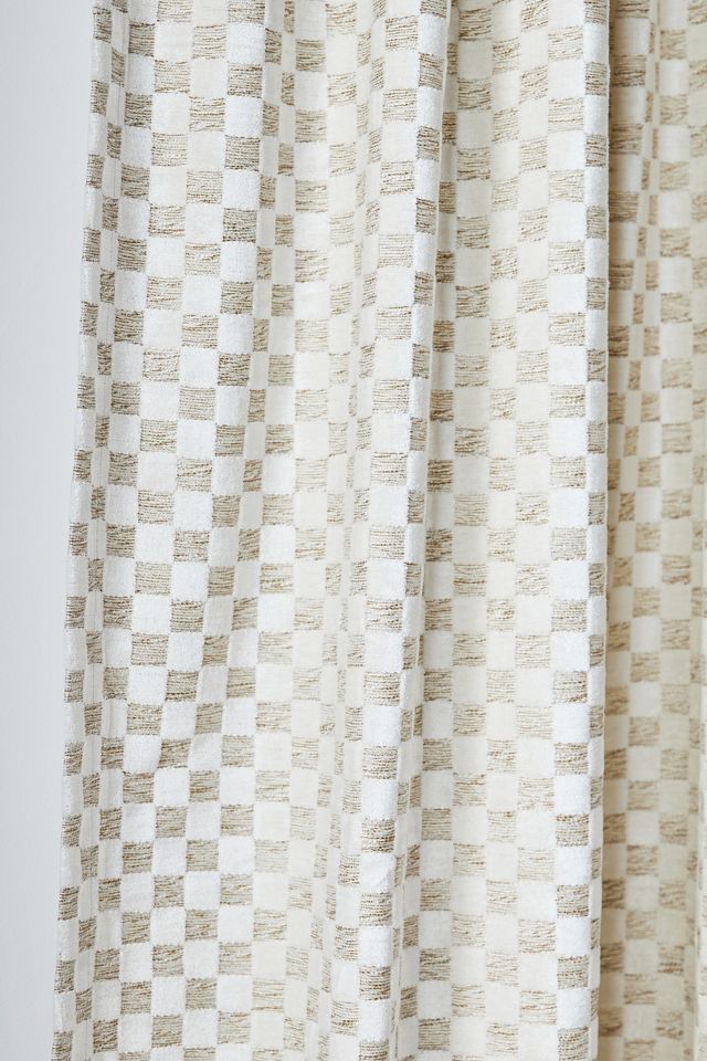 Carmine Woven Checkered Curtain #1