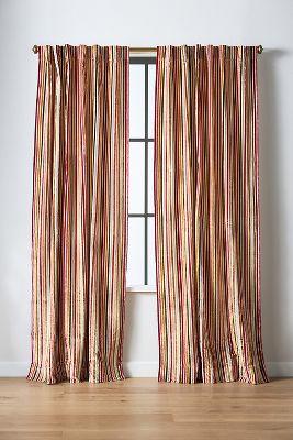ANTHROPOLOGIE STRIPED VELVET WOVEN CURTAIN 