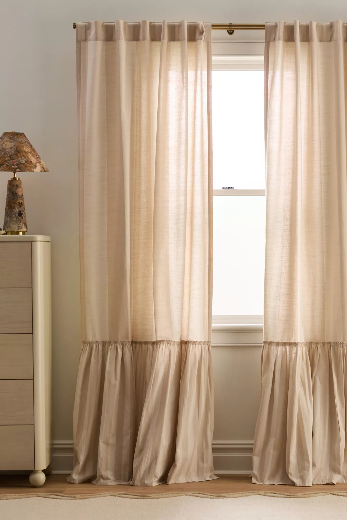Peggy Cotton Ruffle Striped Curtain