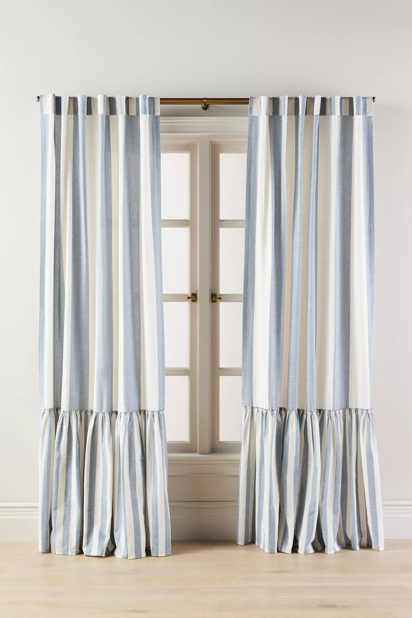 Peggy Cotton Ruffle Striped Curtain - thumbnail 4