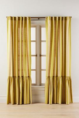 Peggy Cotton Ruffle Striped Curtain