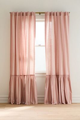 Peggy Cotton Ruffle Striped Curtain