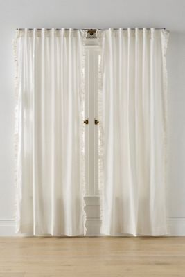 Tenda in Cotone con Bordo Floreale Ricamato