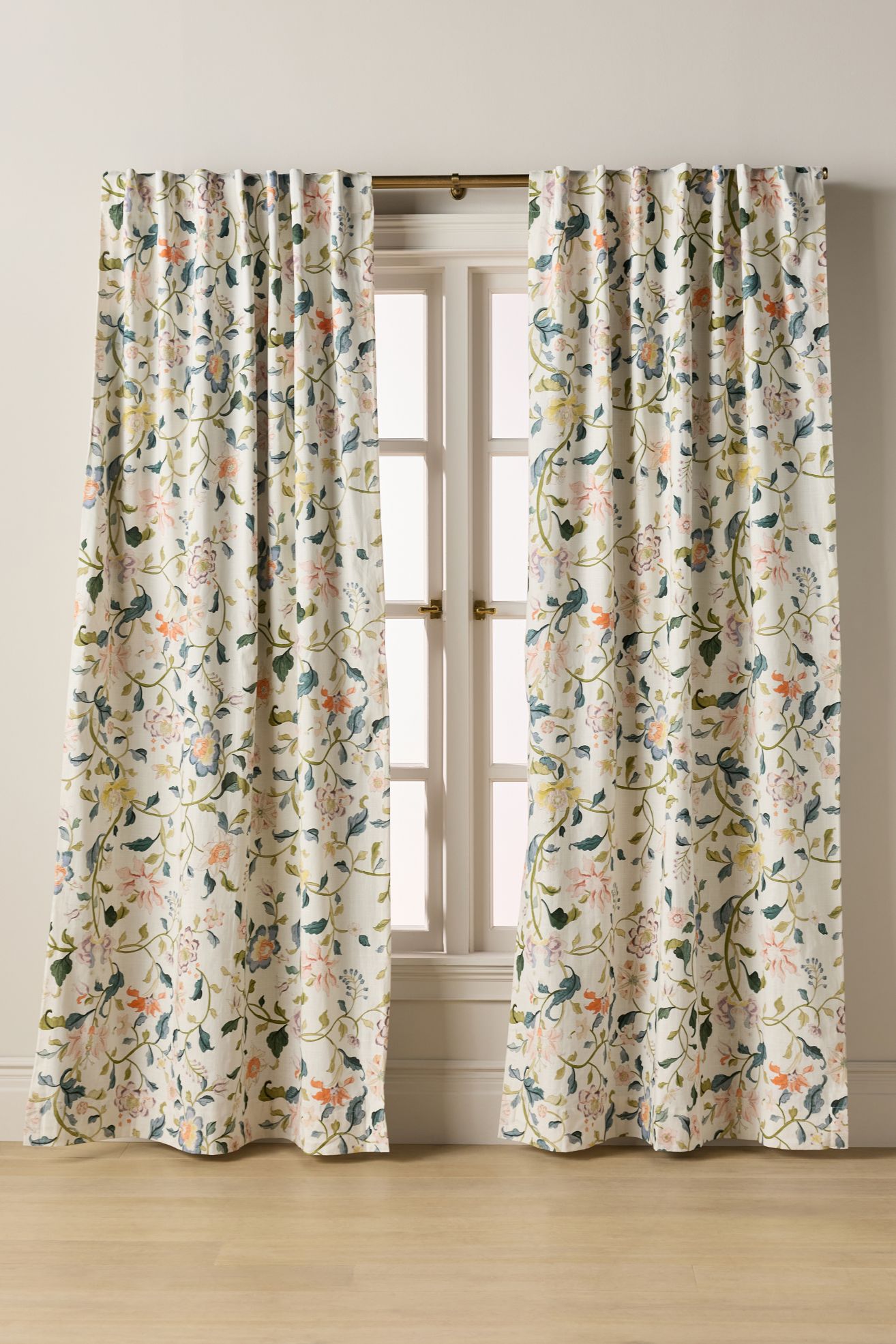 Hattie Organic Cotton Floral Printed Blackout Curtain - Hattie, Standard, 108" X 50"