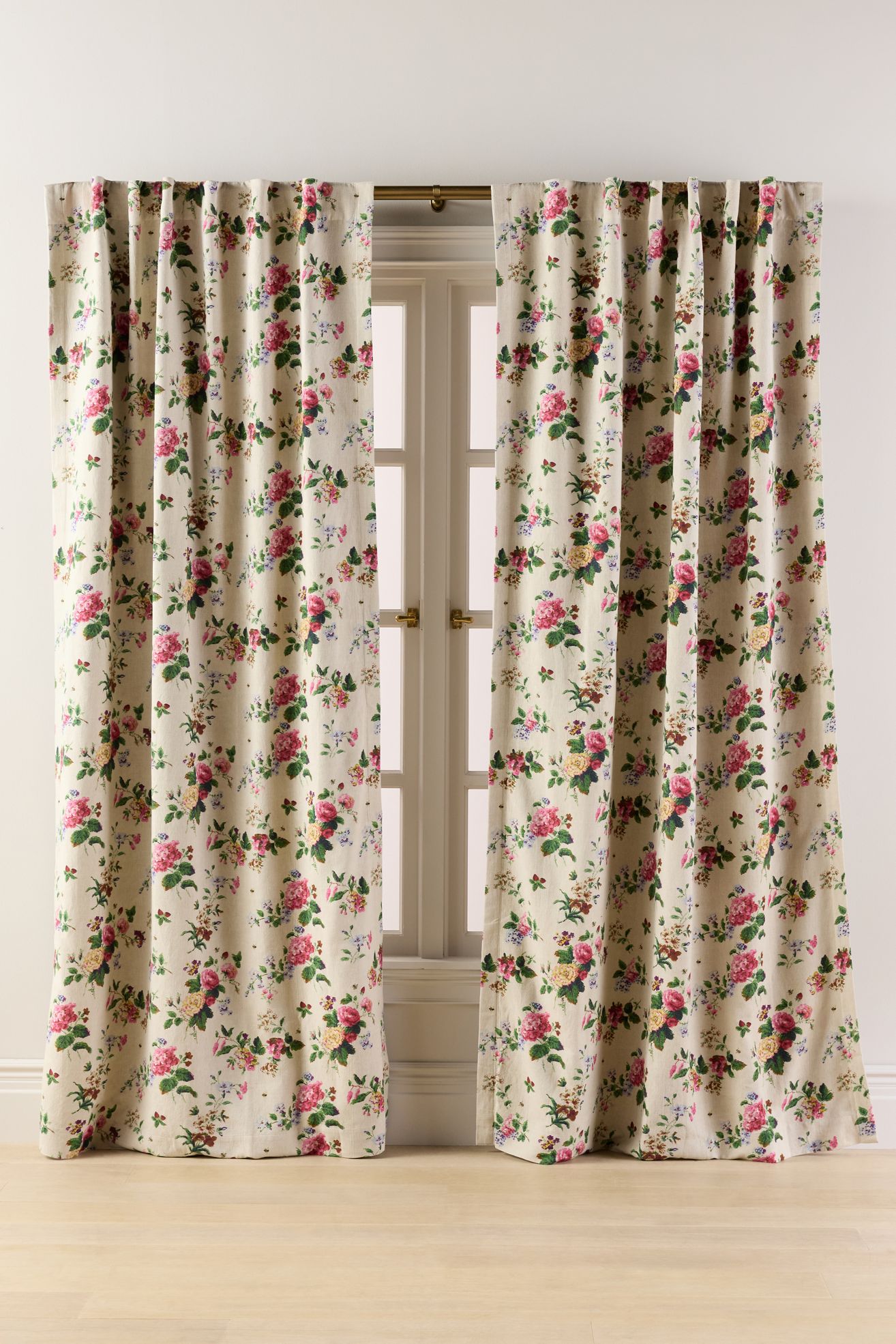 Camille Cotton Linen Floral Blackout Curtain - Camille, Standard, 63" X 50"