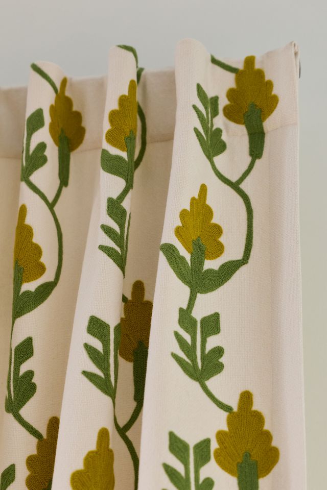 Florence Embroidered Cotton Floral Curtain #1