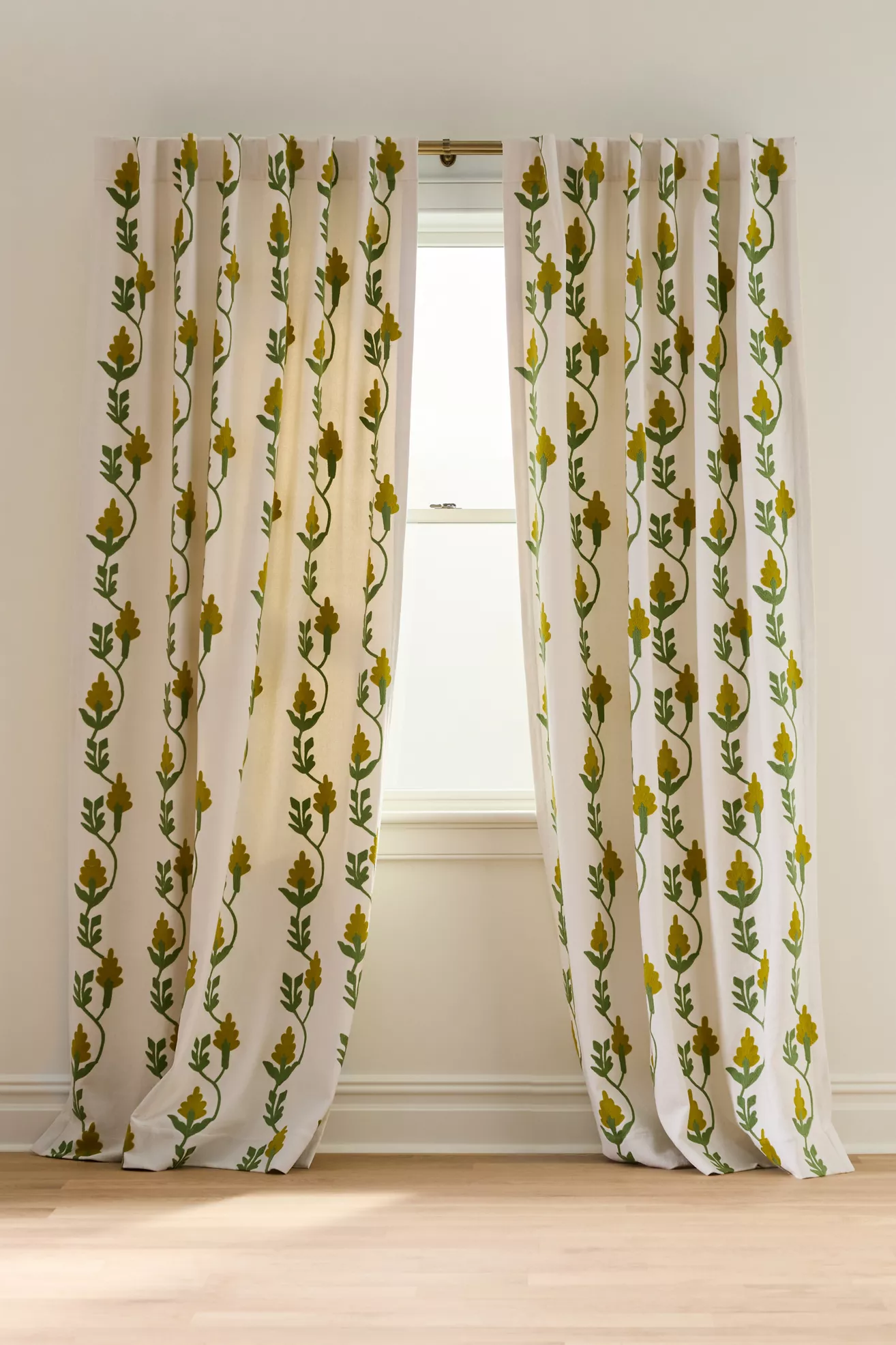 Florence Embroidered Cotton Floral Curtain