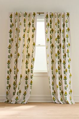 Florence Embroidered Cotton Floral Curtain