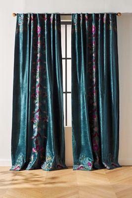 Fiori Velvet Embroidered Floral Curtain