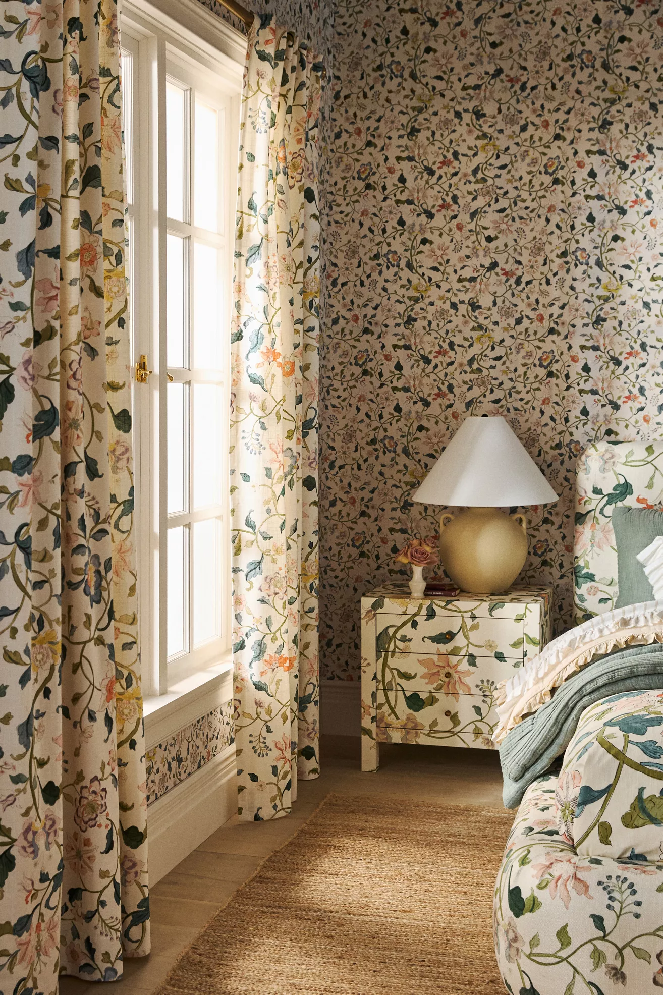 Hattie Organic Cotton Floral Printed Curtain