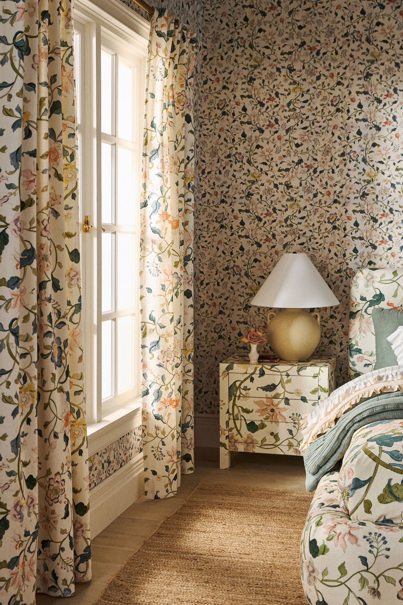 Hattie Organic Cotton Floral Printed Curtain - Hattie, Standard, 84" X 50"