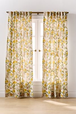 Alina Cotton Printed Floral Scalloped Curtain | AnthroHome