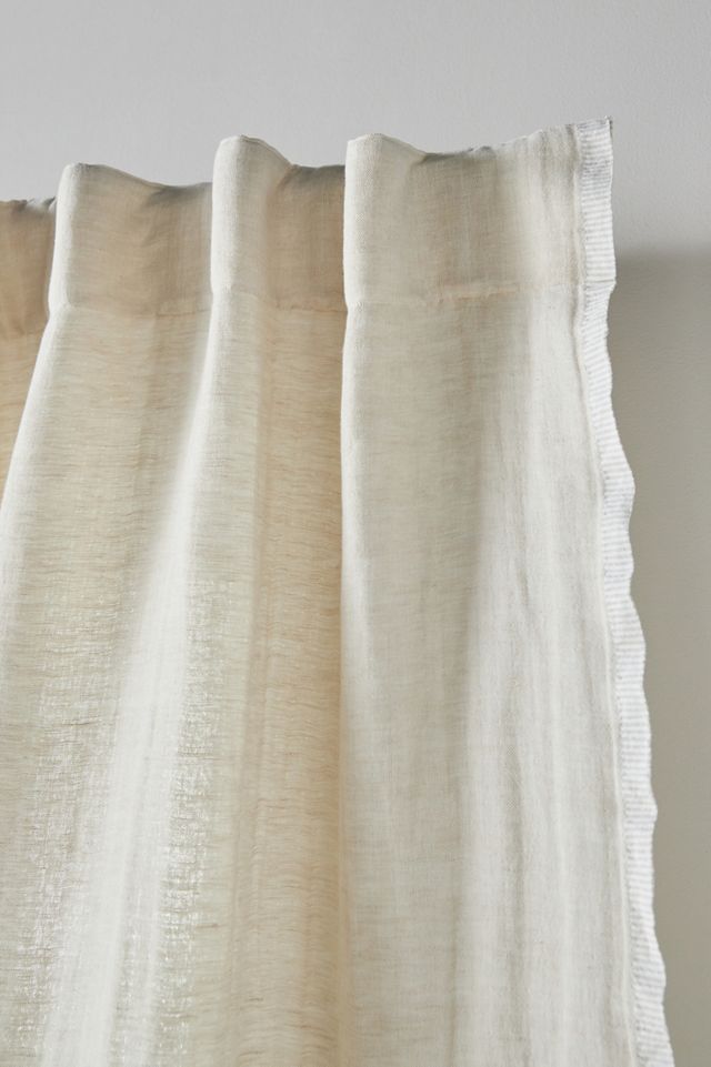 Linen Cotton Fringed Stripe Trim Curtain #1
