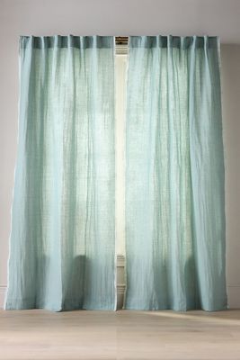 Linen Cotton Fringed Stripe Trim Curtain