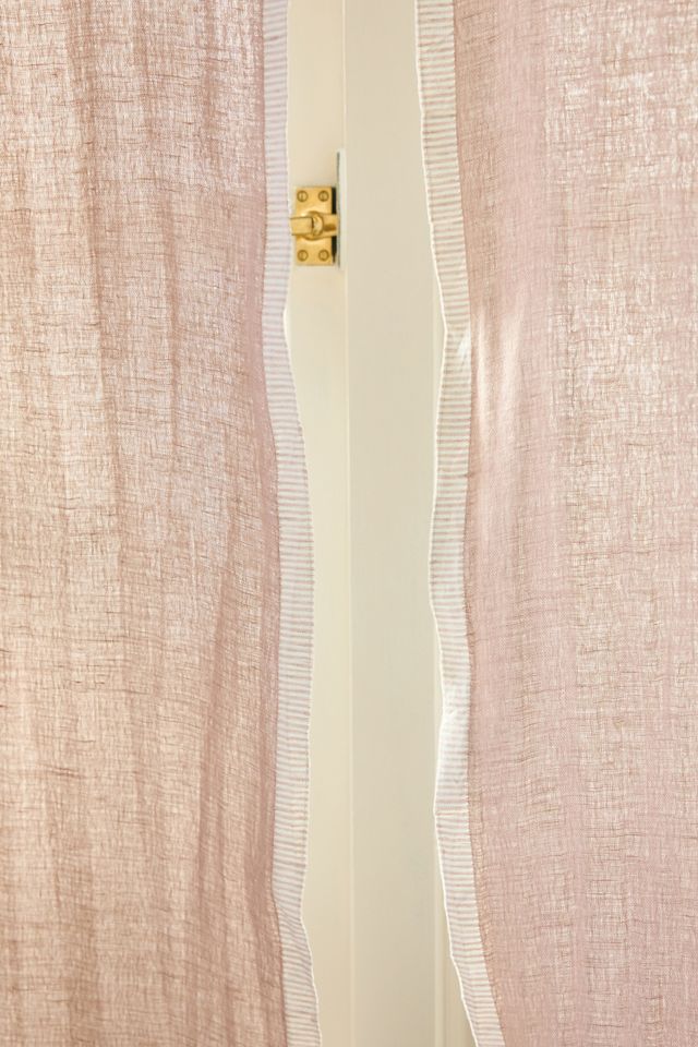Linen Cotton Fringed Stripe Trim Curtain #1