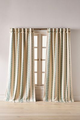 Pieced Stripe Cotton Blend Woven Blackout Curtain | Anthropologie