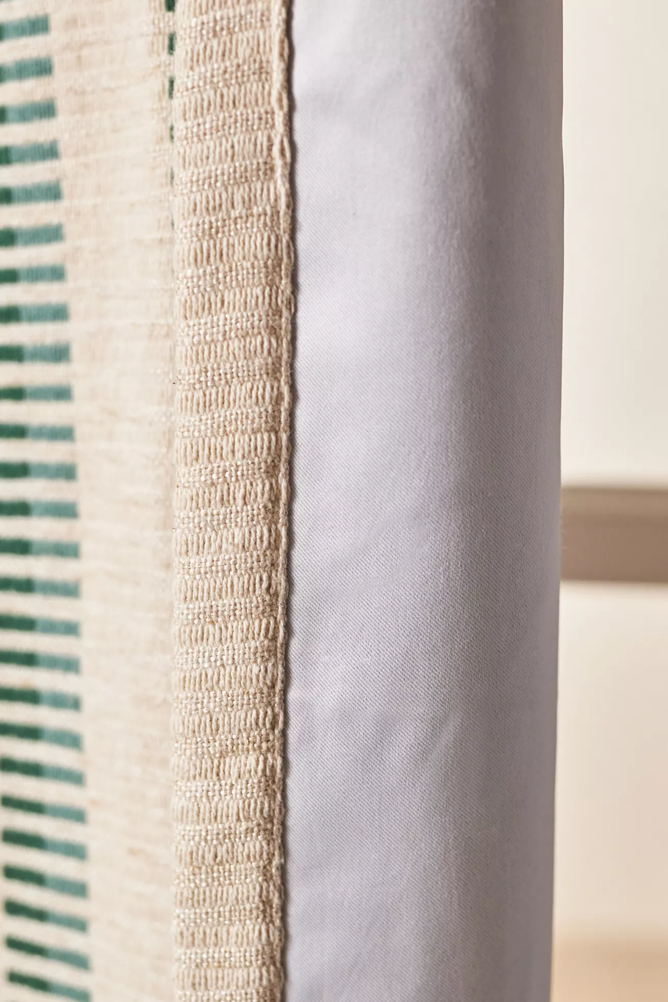 Pieced Stripe Cotton Blend Woven Blackout Curtain - thumbnail 3