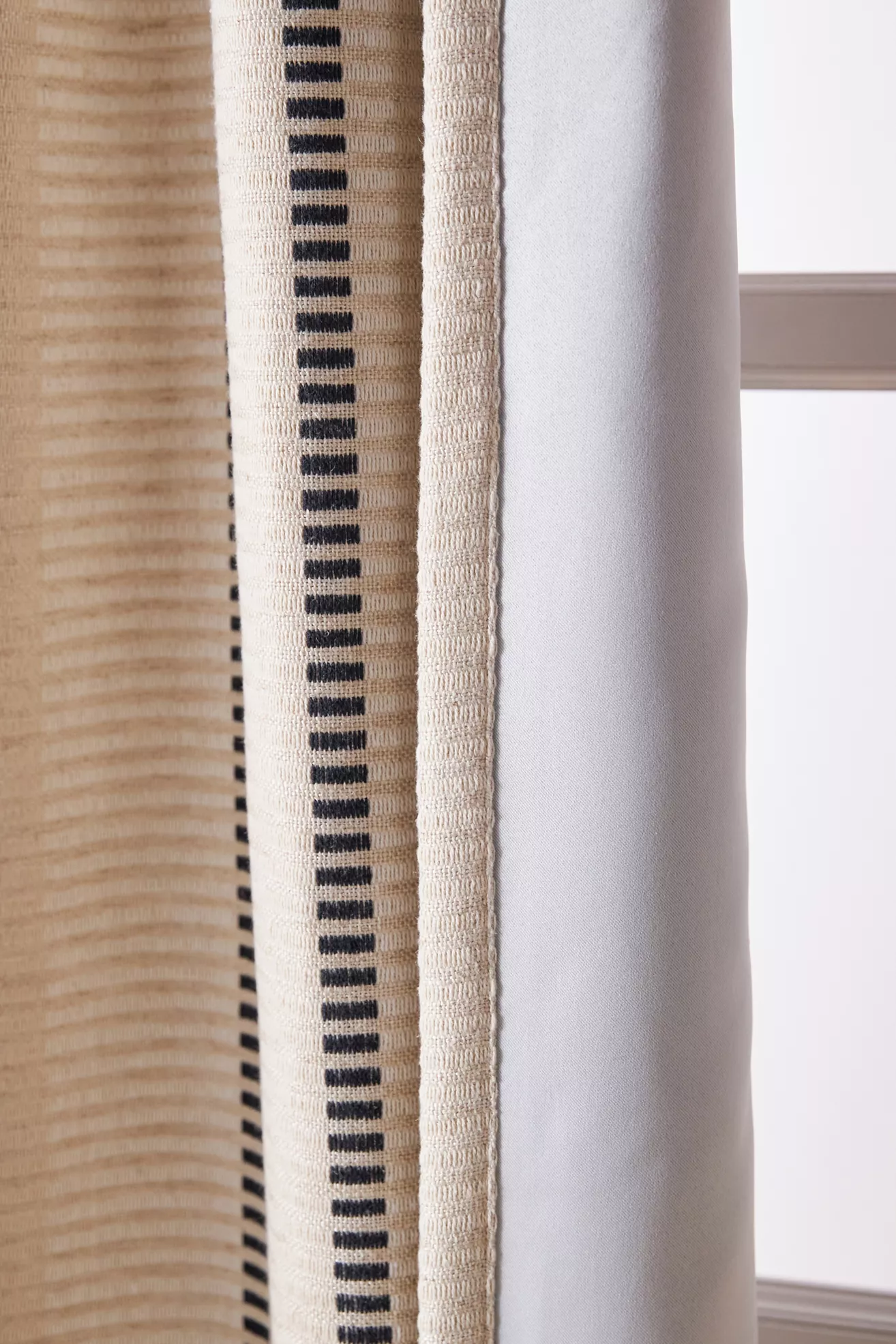 Pieced Stripe Cotton Blend Woven Blackout Curtain - thumbnail 6