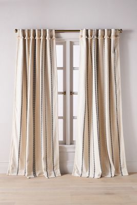 Pieced Stripe Cotton Blend Woven Blackout Curtain
