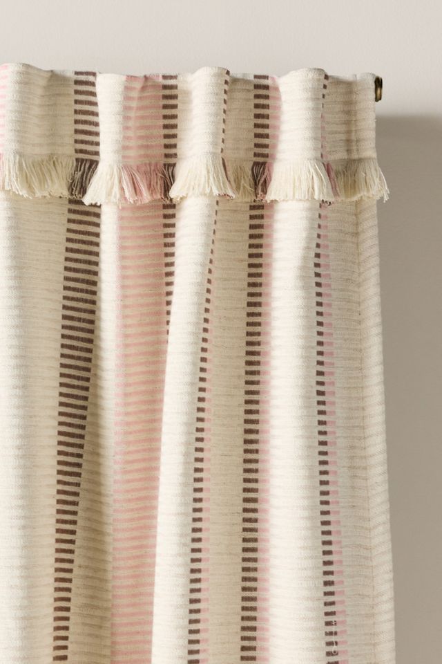 Pieced Stripe Cotton Blend Woven Blackout Curtain #1