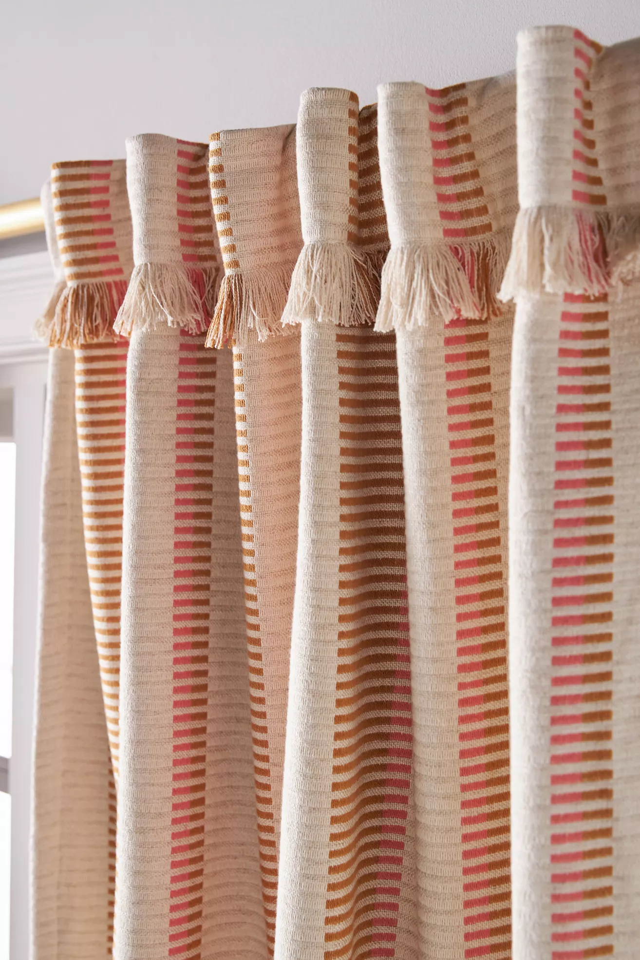 Pieced Stripe Cotton Blend Woven Blackout Curtain - thumbnail 8