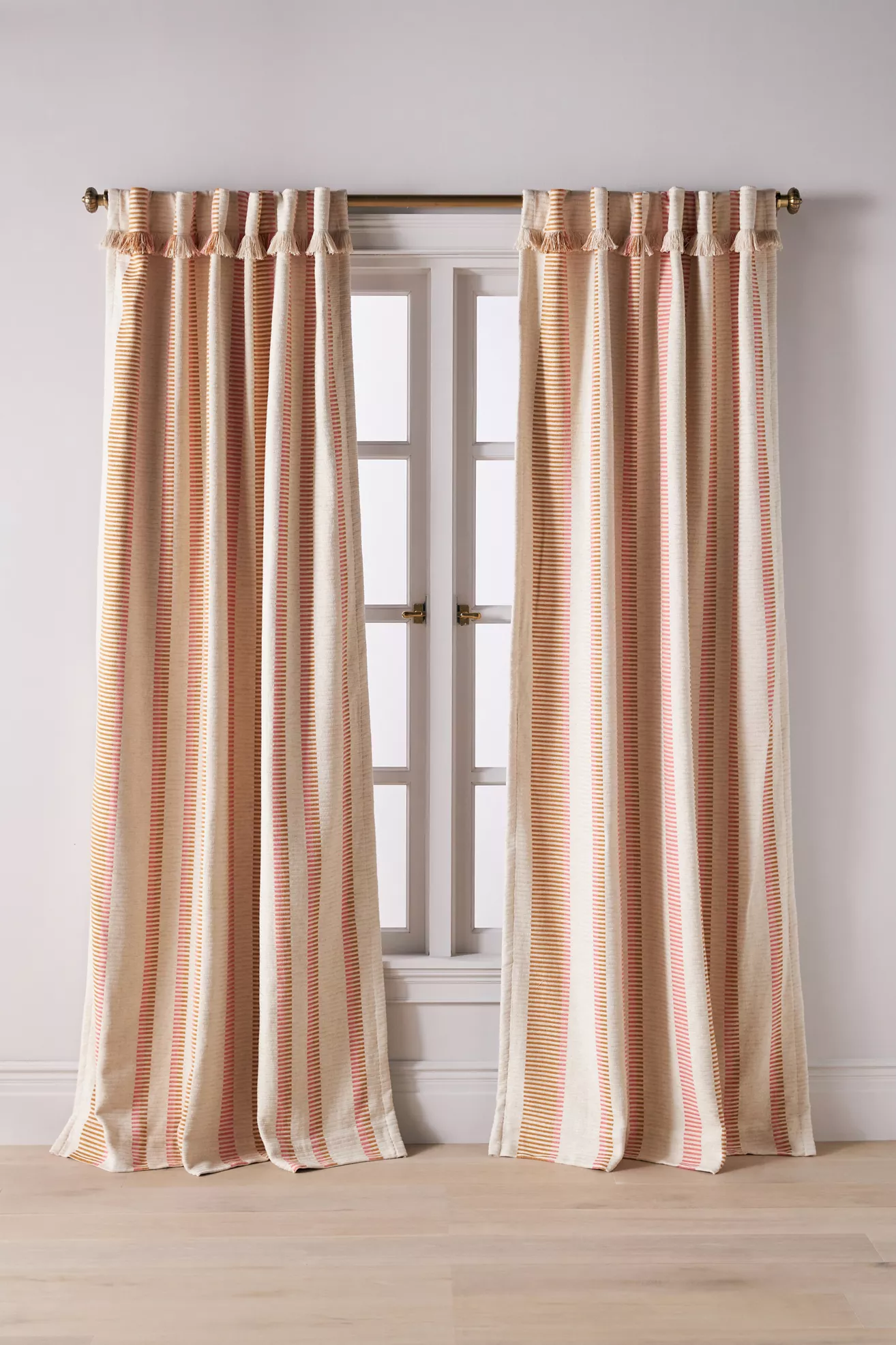 Pieced Stripe Cotton Blend Woven Blackout Curtain - thumbnail 7