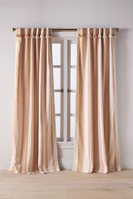 Pieced Stripe Cotton Blend Woven Blackout Curtain