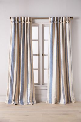 Pieced Stripe Cotton Blend Woven Blackout Curtain