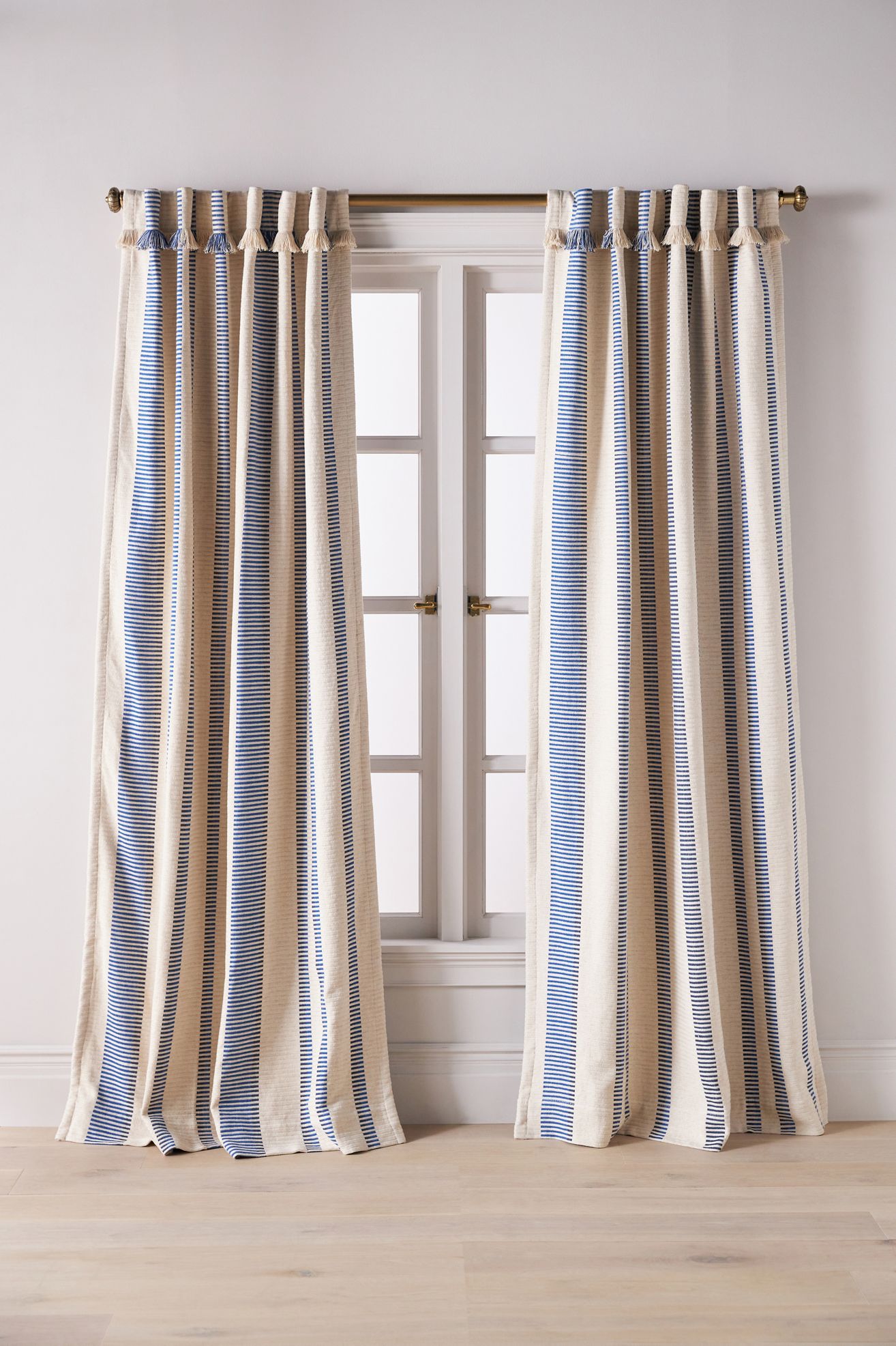 Pieced Stripe Cotton Blend Woven Blackout Curtain