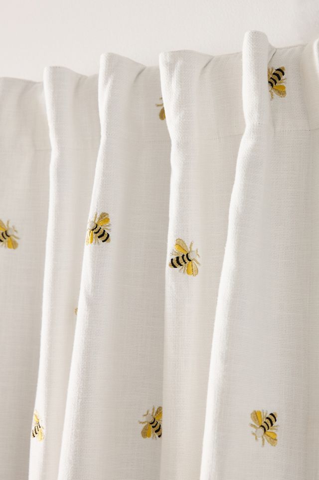 Abeille Embroidered Bee Cotton-Blend Blackout Curtain #1