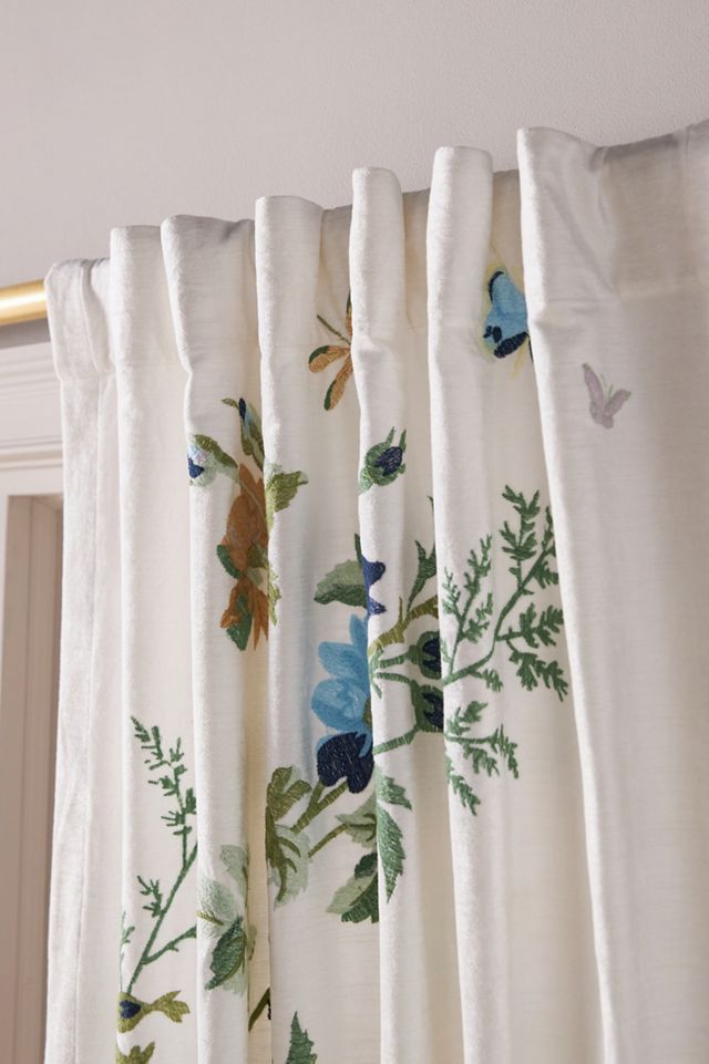 Velvet Embroidered Floral Curtain #1
