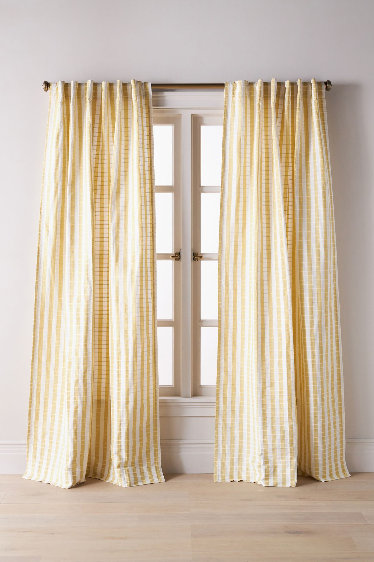 Cotton Woven Stripe Curtain - Maize, Standard, 84" X 50"