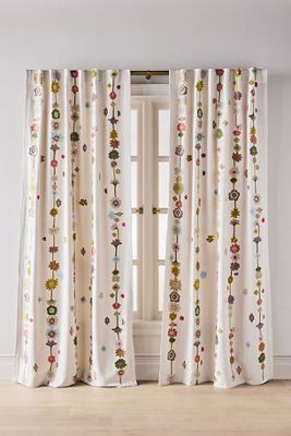 Embroidered Cotton Abstract Floral Curtain