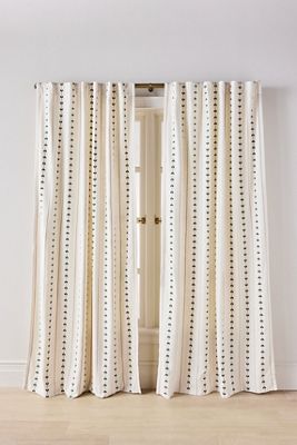 Embroidered Cotton Striped Hearts Curtain