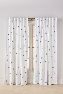 Maeve Cotton Embroidered Bow Curtain In White