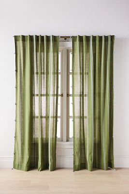 Walton Cotton Linen Sheer Stripe Tassel Curtain