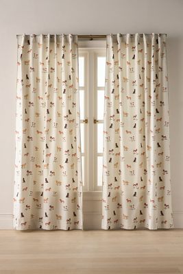Printed Cotton Dogs Curtain
