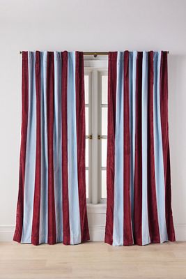 Trova Velvet Pieced Striped Curtain