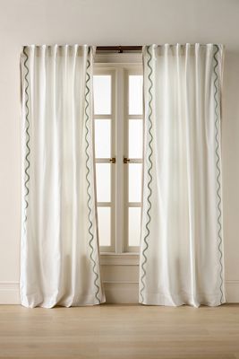 Embroidered Cotton Scalloped Border Curtain