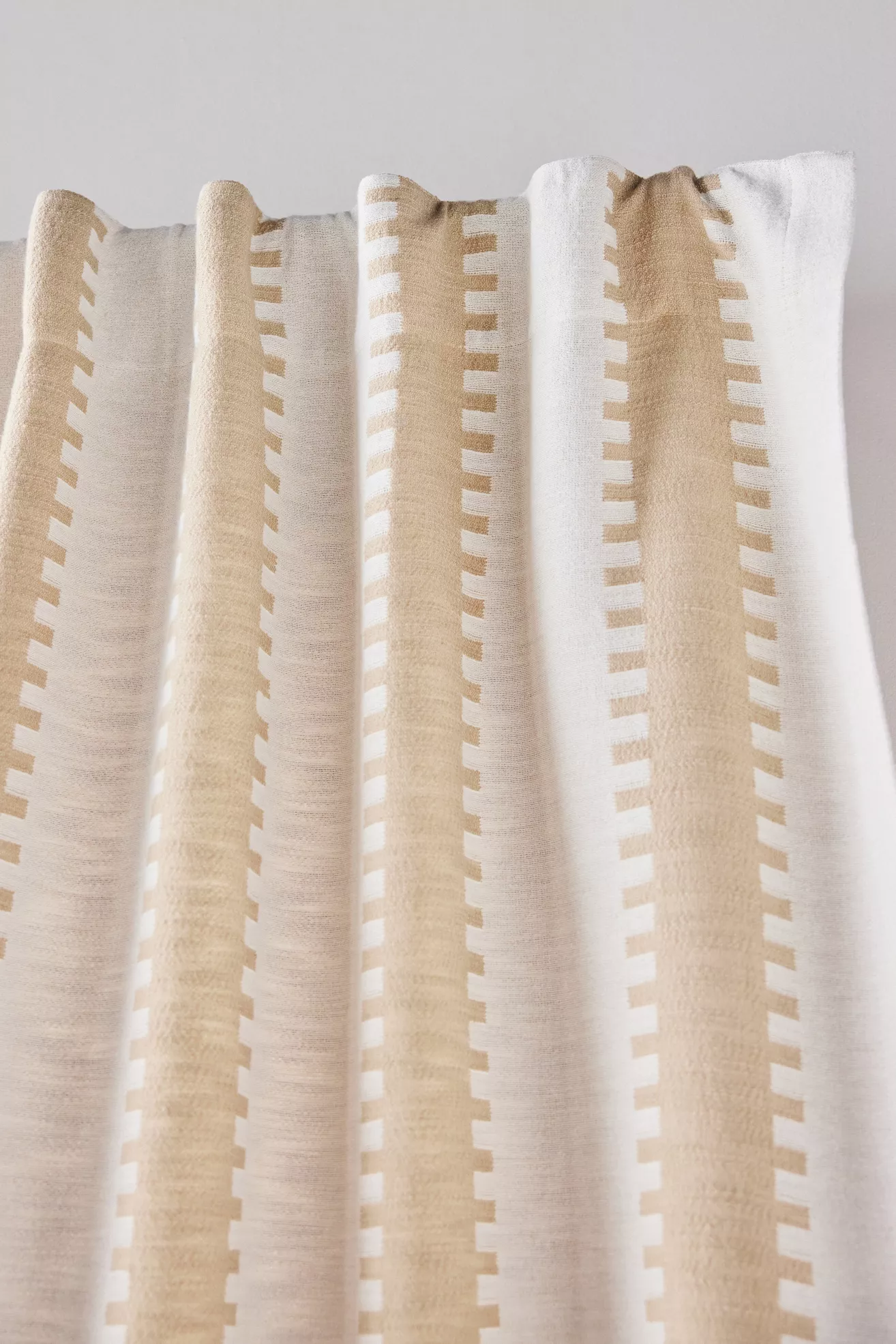 Cotton Jacquard Notched Striped Curtain - thumbnail 4