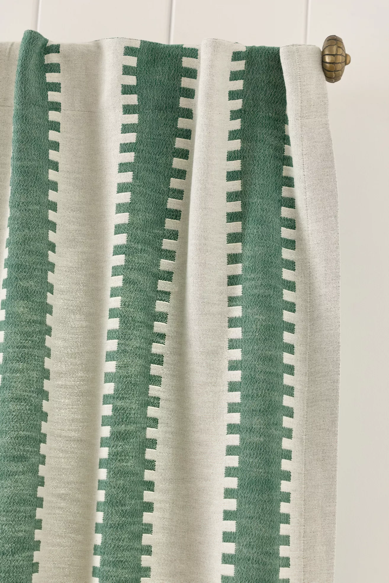 Cotton Jacquard Notched Striped Curtain - thumbnail 2